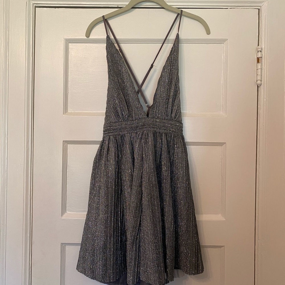 Silver babydoll Caren Forbes dress